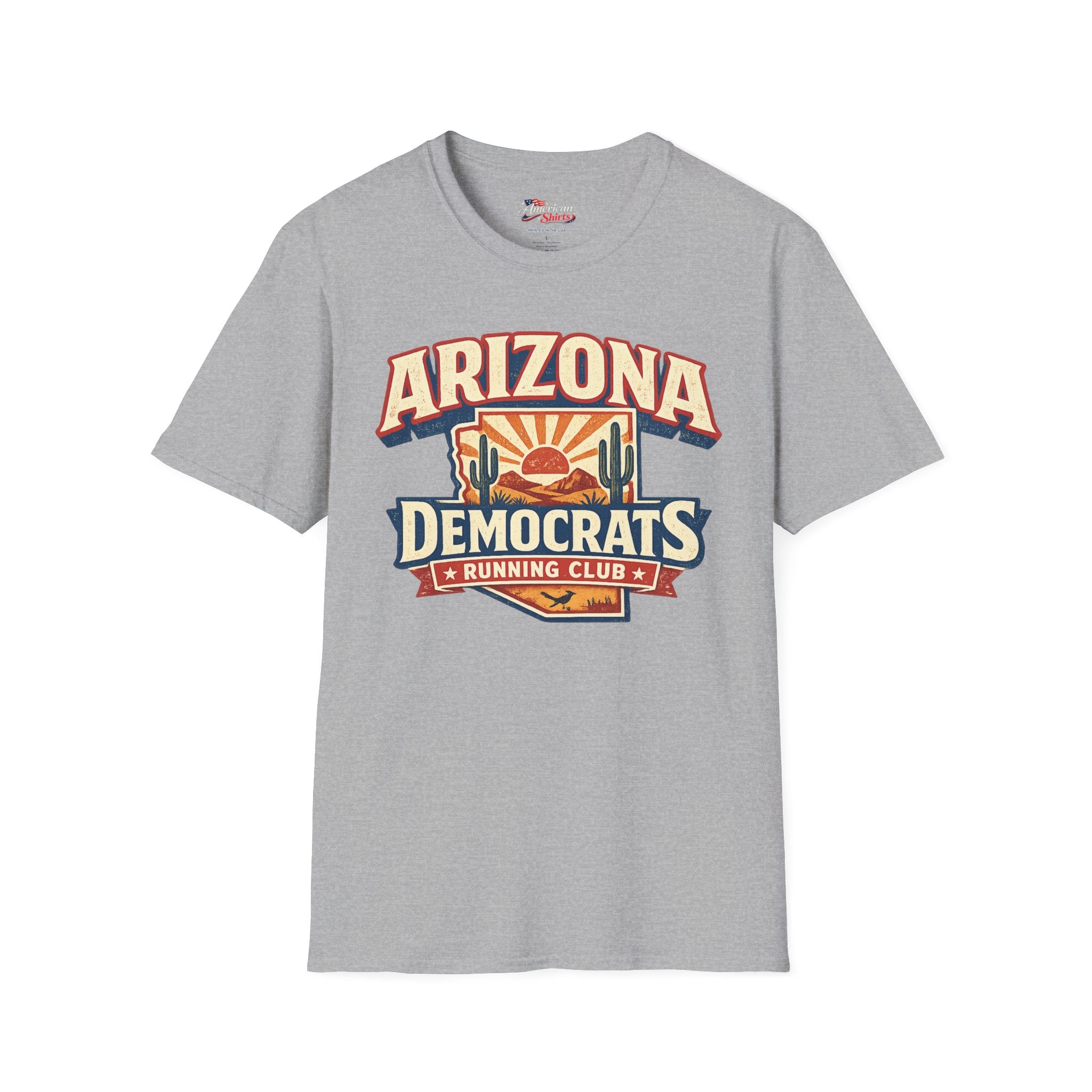 Vintage Arizona Democrats Running Club Unisex Softstyle T-Shirt Blue 2026