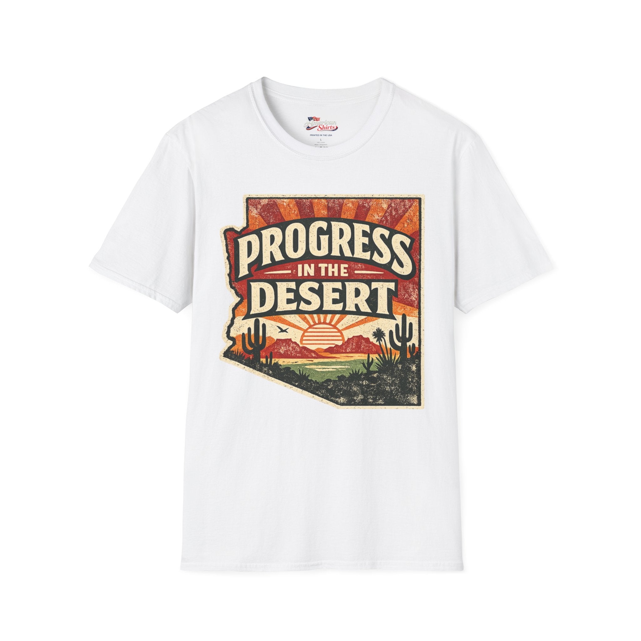 Vintage Arizona Progress in the desert Unisex Softstyle T-Shirt Red 2026