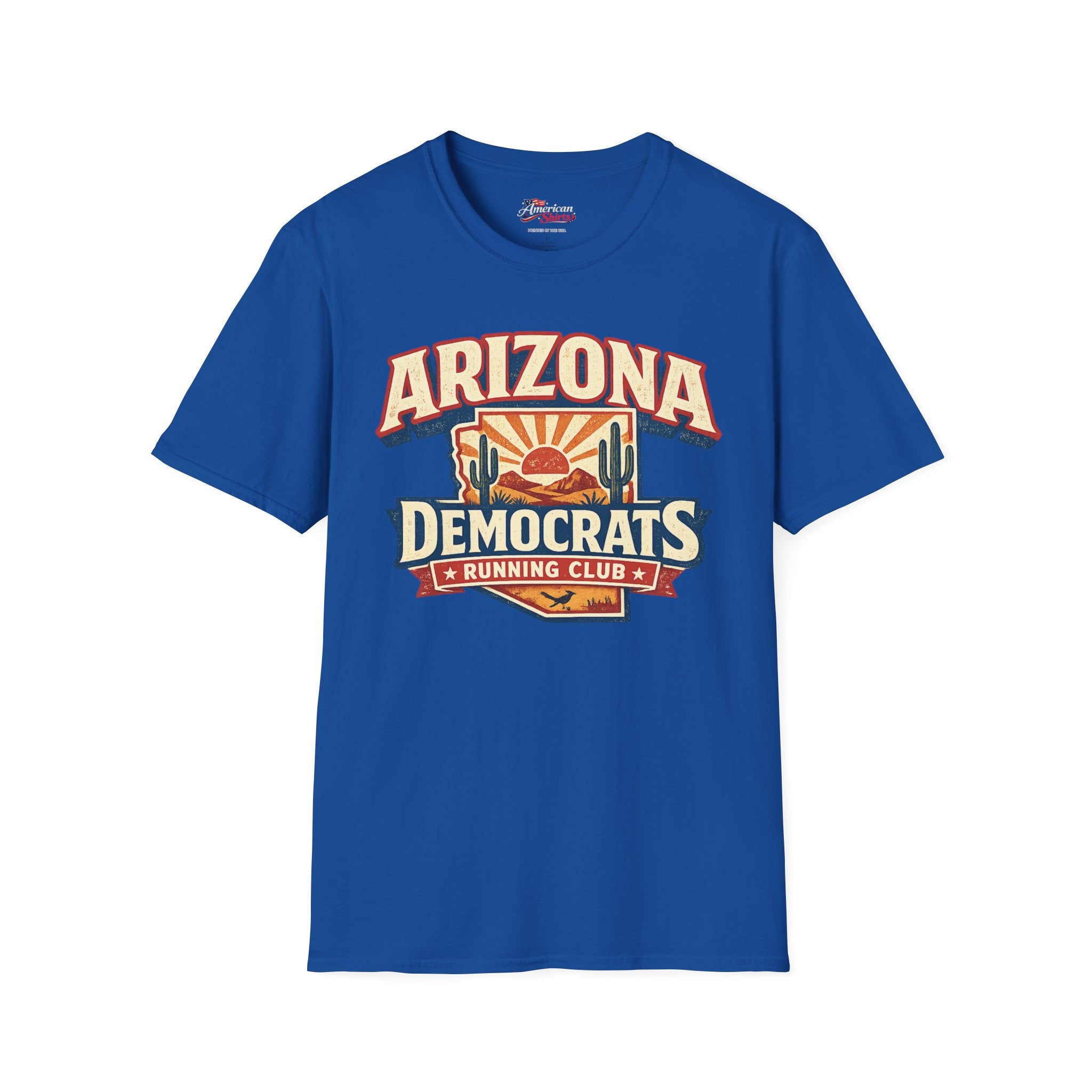 Vintage Arizona Democrats Running Club Unisex Softstyle T-Shirt Blue 2026