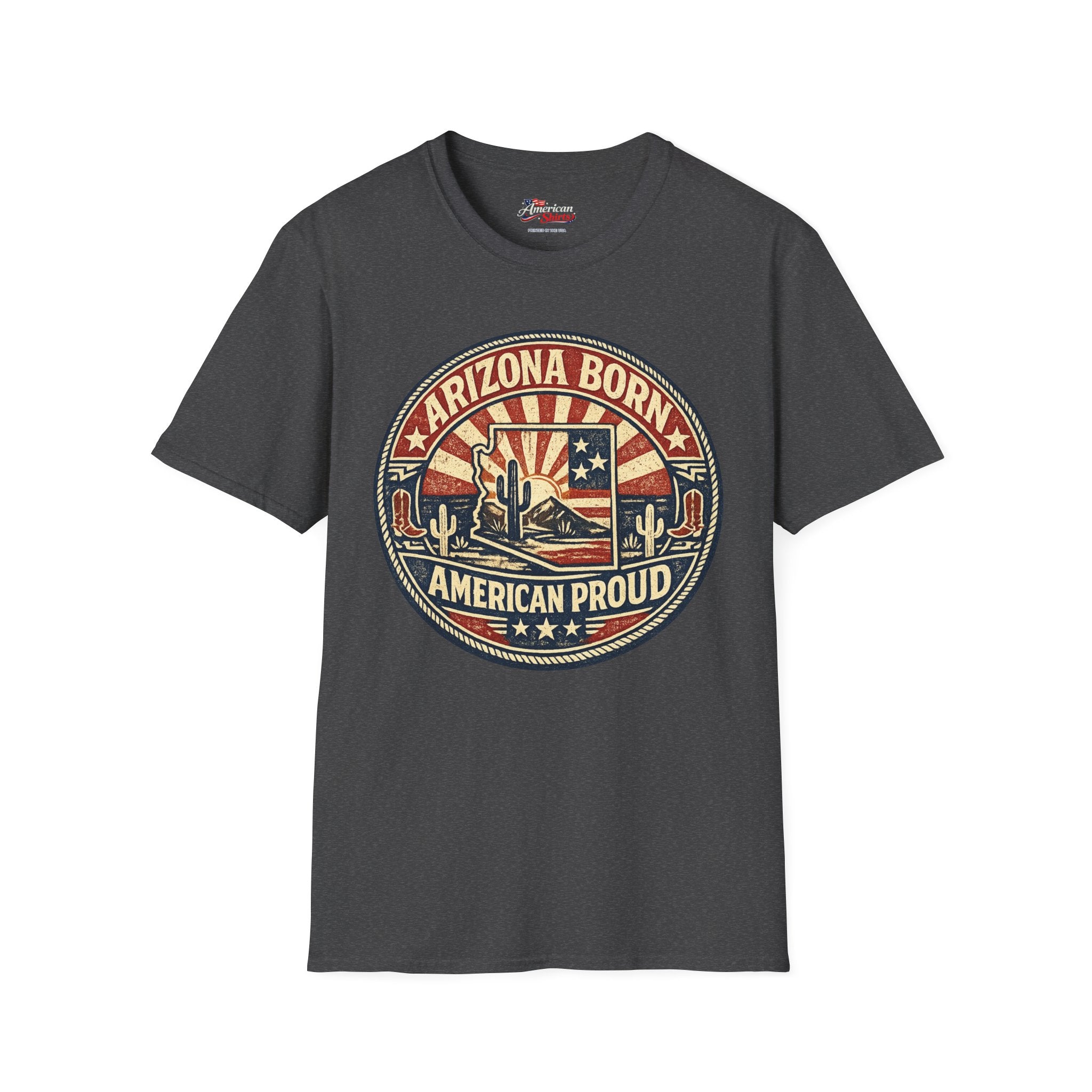Vintage Arizona Born American Unisex Softstyle T-Shirt Red 2026