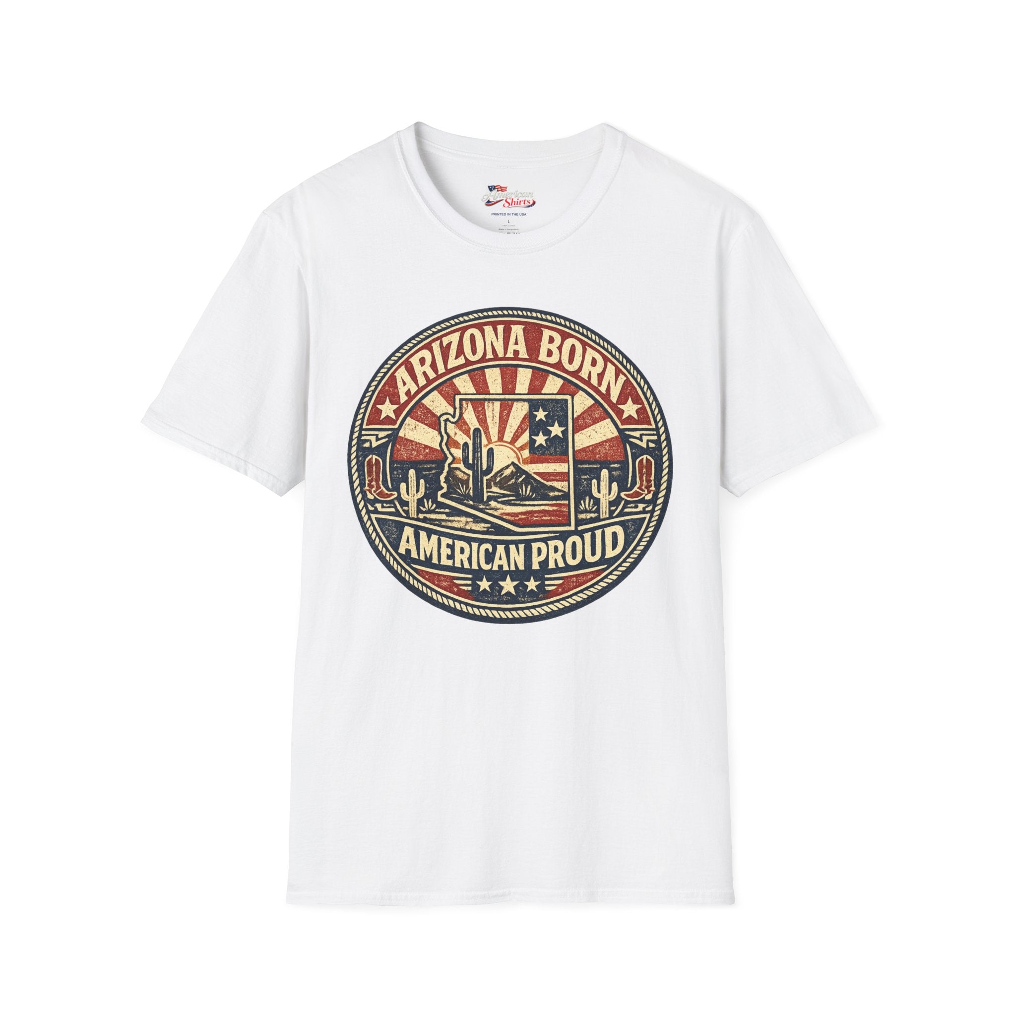 Vintage Arizona Born American Unisex Softstyle T-Shirt Red 2026