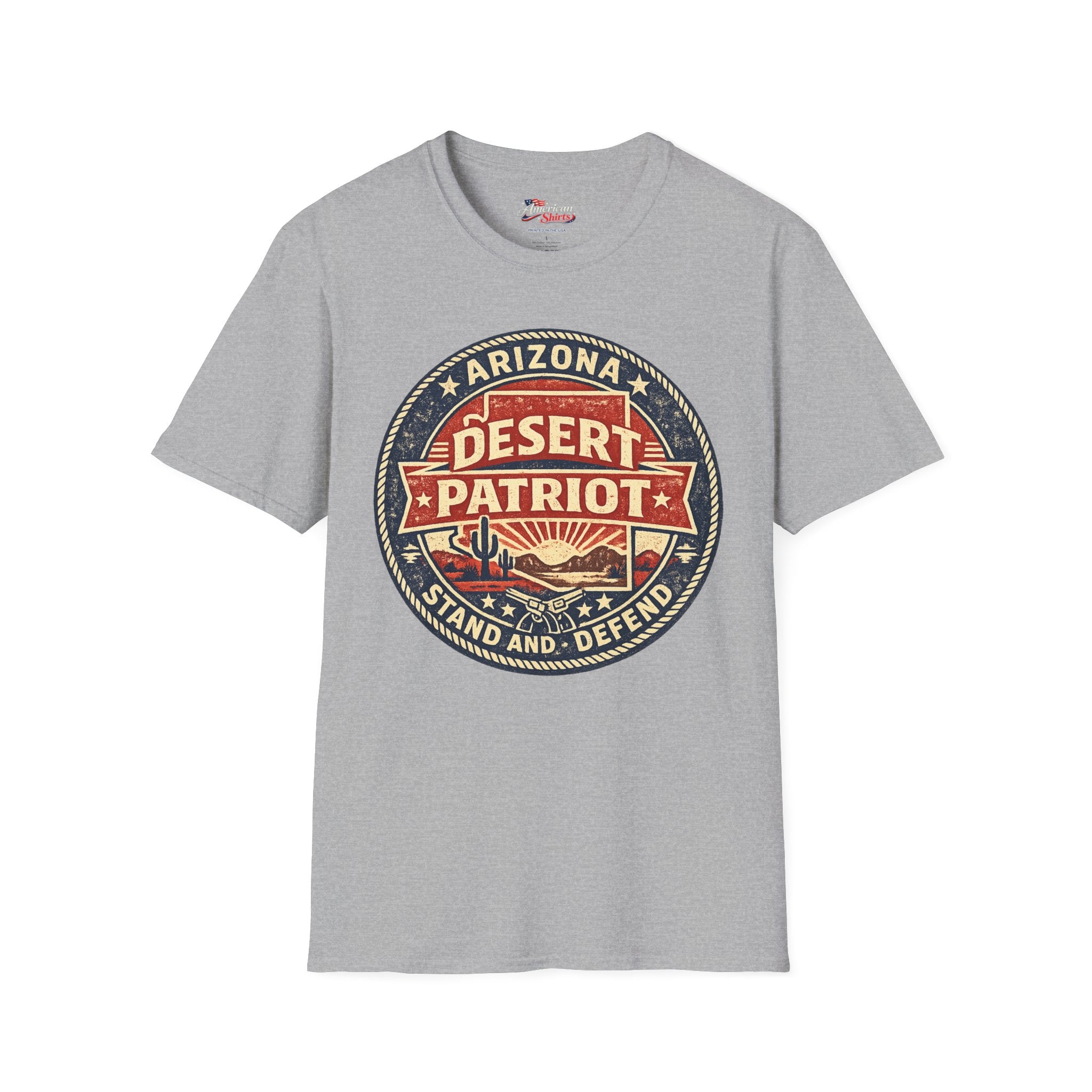 Vintage Arizona Desert Patriot Unisex Softstyle T-Shirt Red 2026