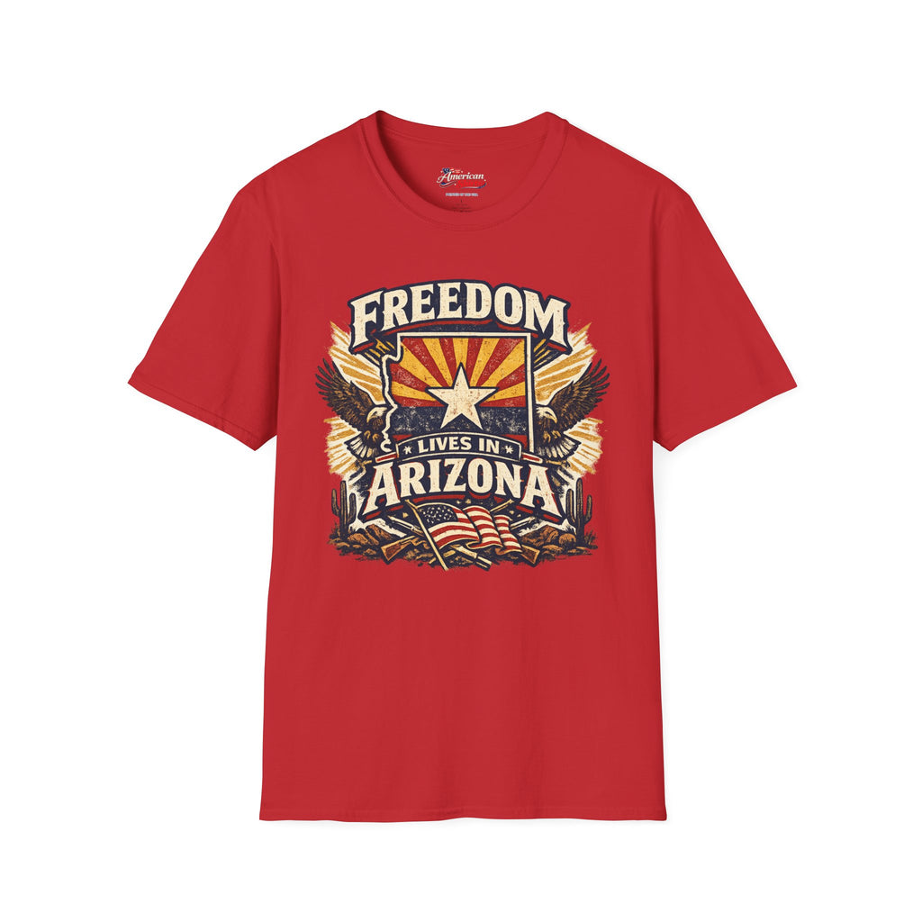 Freedom Lives in Arizona Unisex Softstyle T-Shirt Red 2026