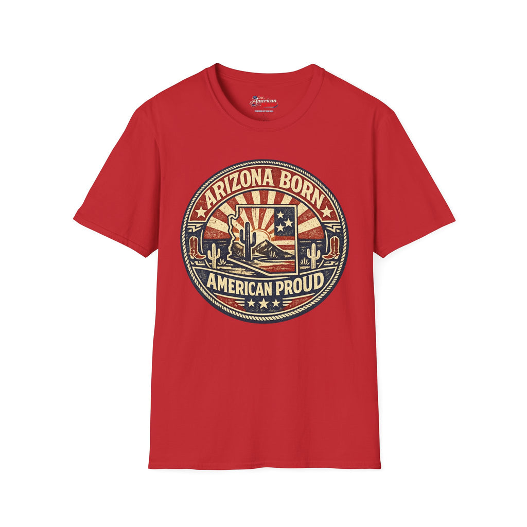 Vintage Arizona Born American Unisex Softstyle T-Shirt Red 2026