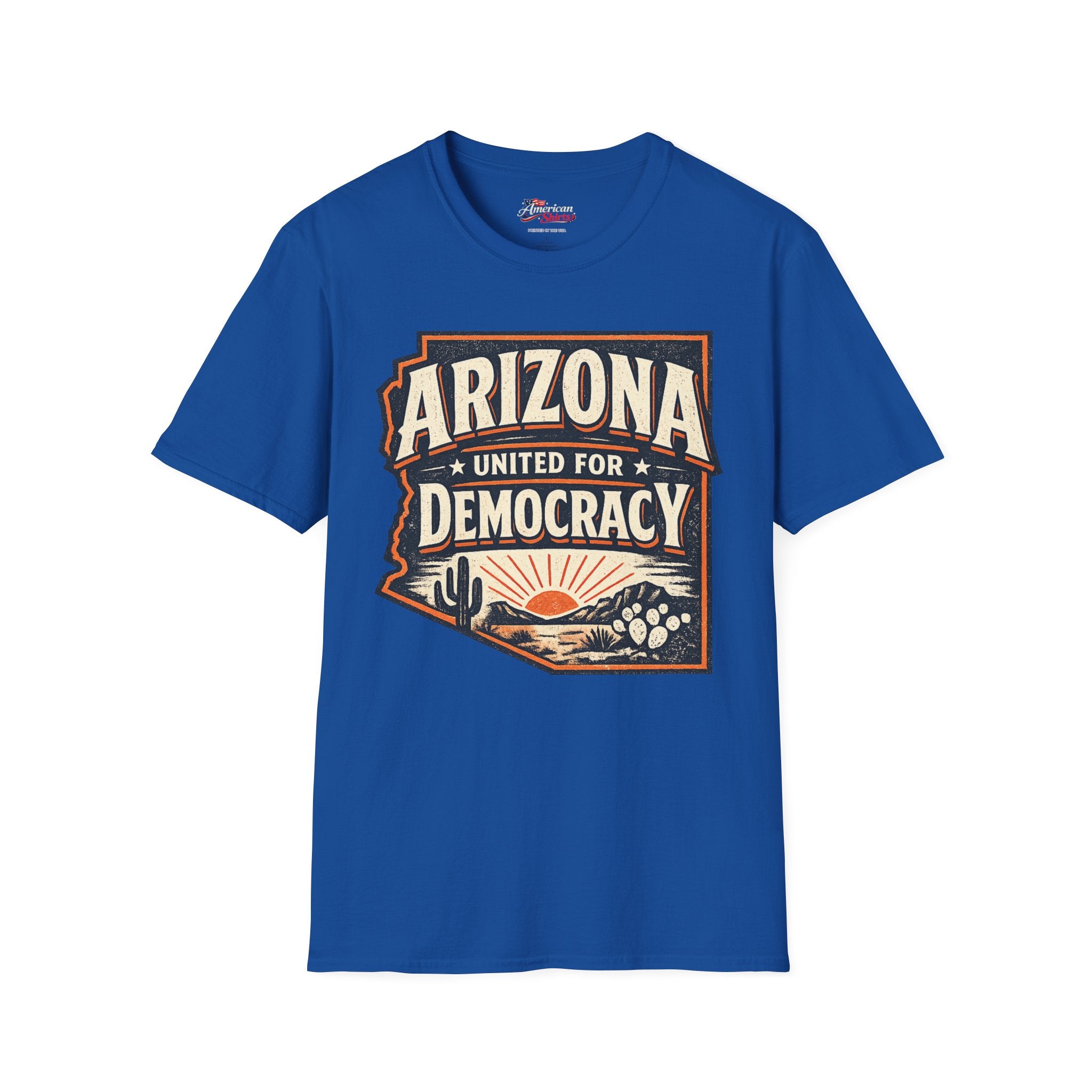 Vintage Arizona United for Democracy Unisex Softstyle T-Shirt Blue 2026