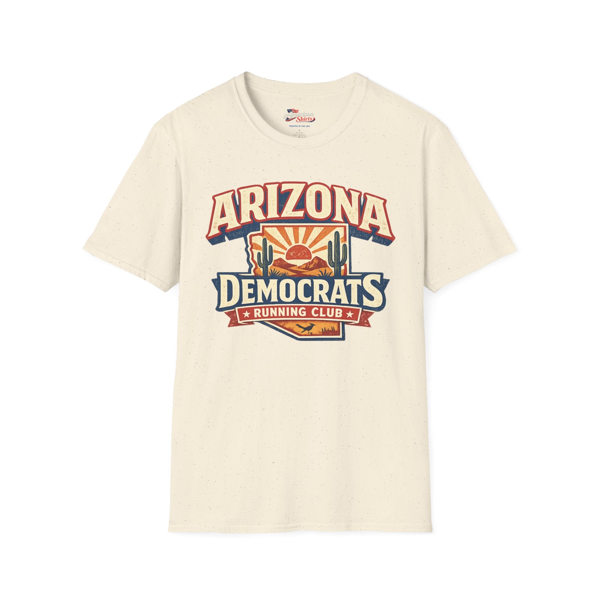 Vintage Arizona Democrats Running Club Unisex Softstyle T-Shirt Blue 2026