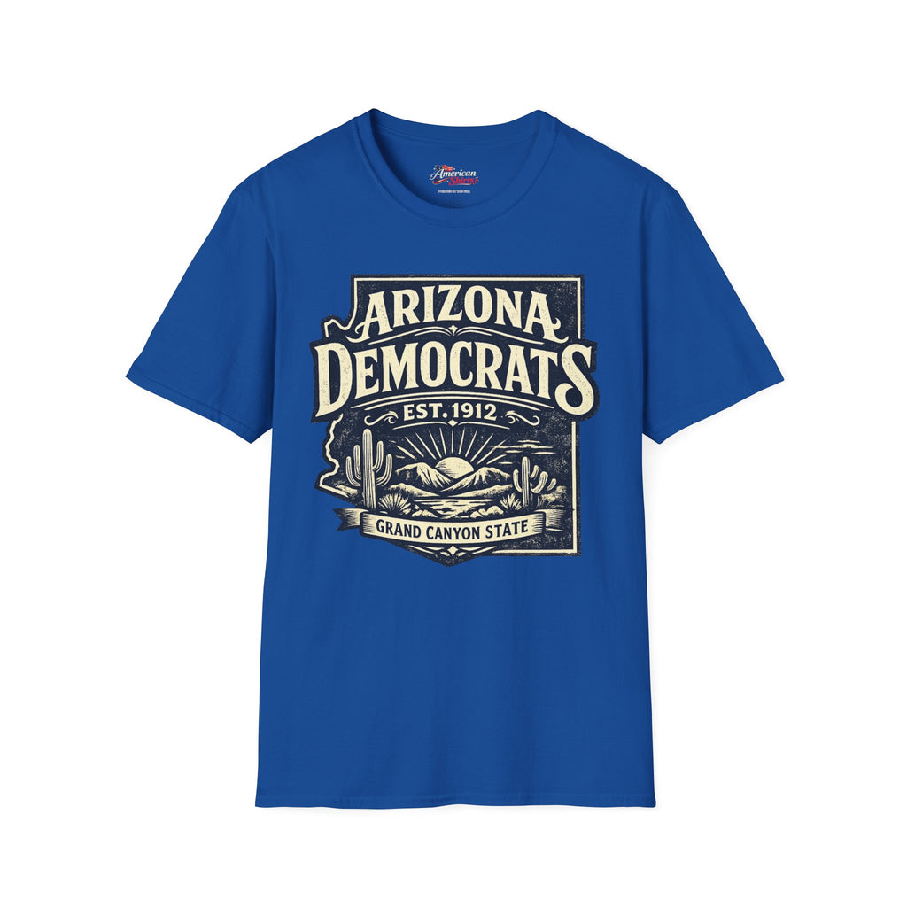 Vintage Arizona Democrats Unisex Softstyle T-Shirt Blue 2026