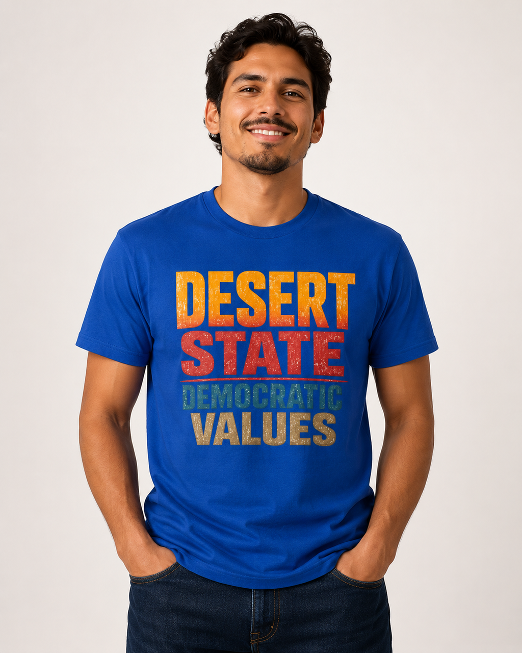 Arizona Desert State Democratic Values Unisex Softstyle T-Shirt Blue 2026