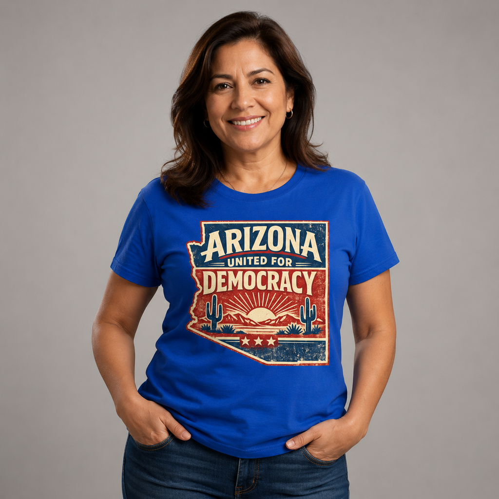 Arizona United For Democracy Unisex Softstyle T-Shirt Blue 2026