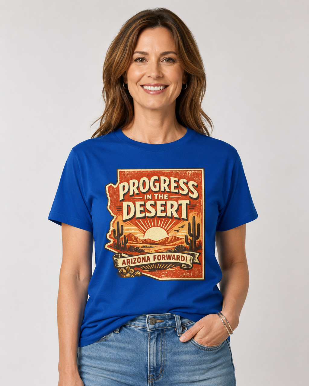 Progress in the Desert Arizona Forward Unisex Softstyle T-Shirt Blue 2026