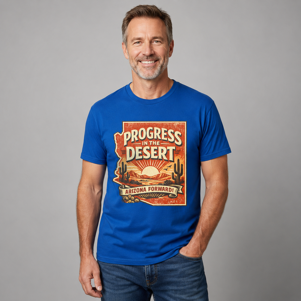 Progress in the Desert Arizona Forward Unisex Softstyle T-Shirt Blue 2026