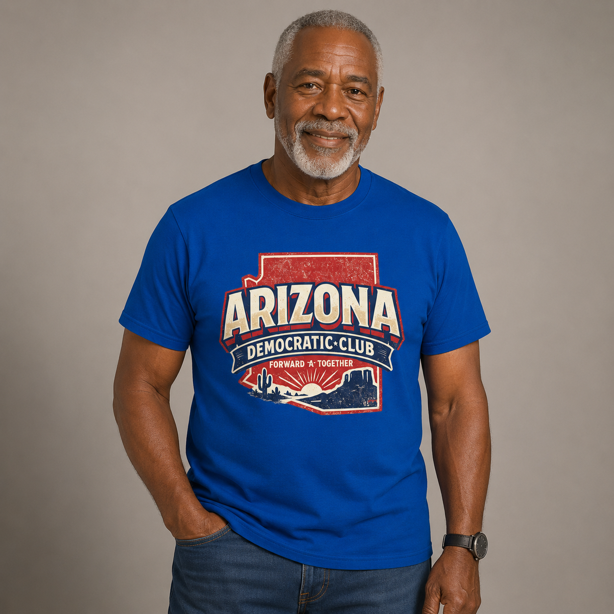 Vintage Arizona Democratic Club Unisex Softstyle T-Shirt Blue 2026