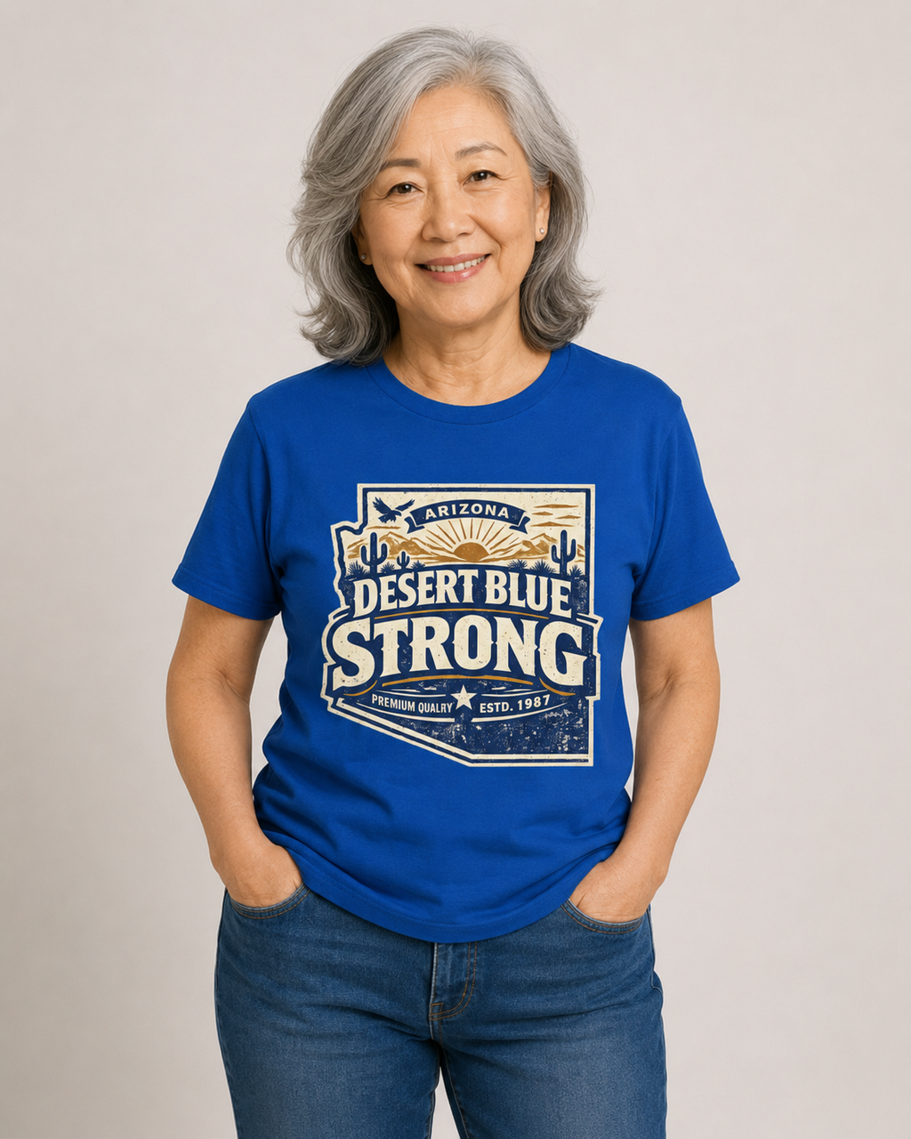 Vintage Arizona Desert Blue Strong Unisex Softstyle T-Shirt Blue 2026