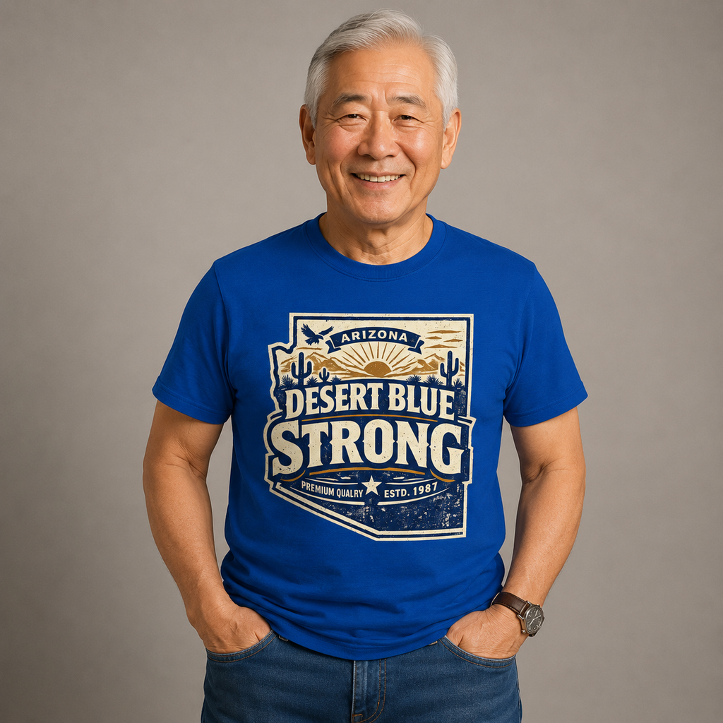Vintage Arizona Desert Blue Strong Unisex Softstyle T-Shirt Blue 2026