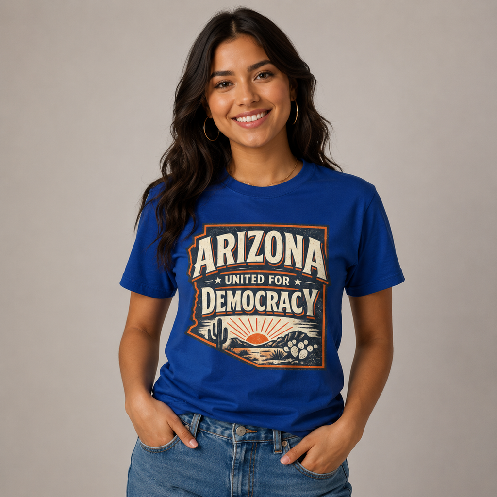 Vintage Arizona United for Democracy Unisex Softstyle T-Shirt Blue 2026