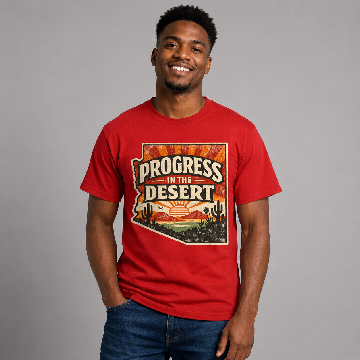 Vintage Arizona Progress in the desert Unisex Softstyle T-Shirt Red 2026
