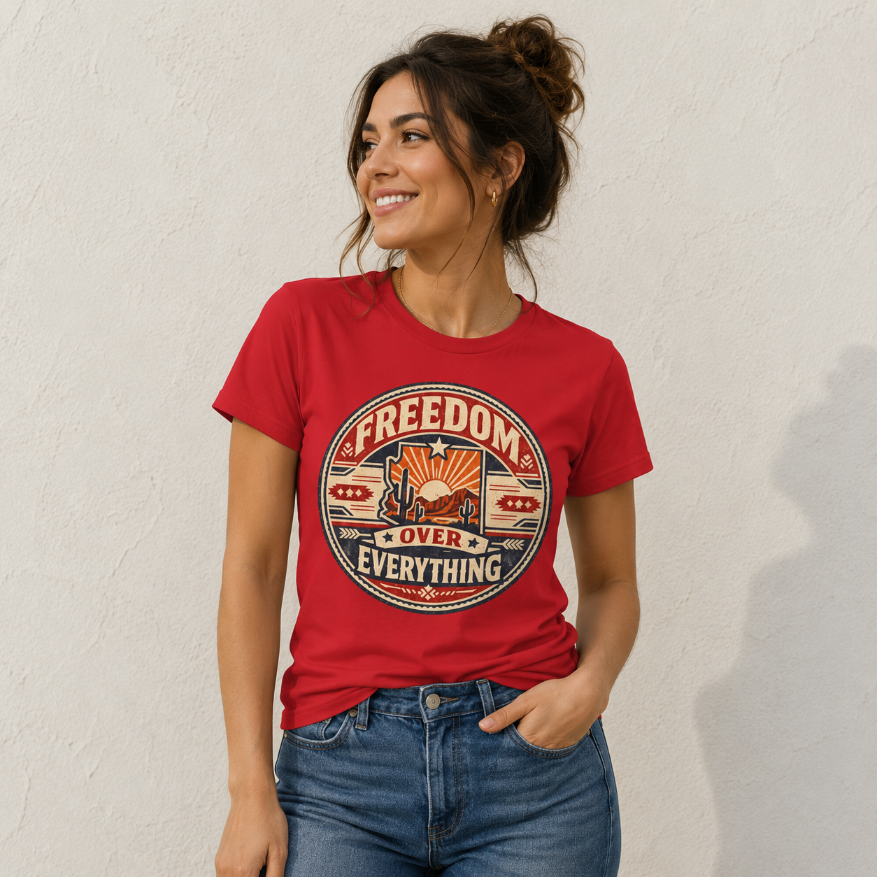 Vintage Arizona Freedom over Everything Unisex Softstyle T-Shirt Red 2026