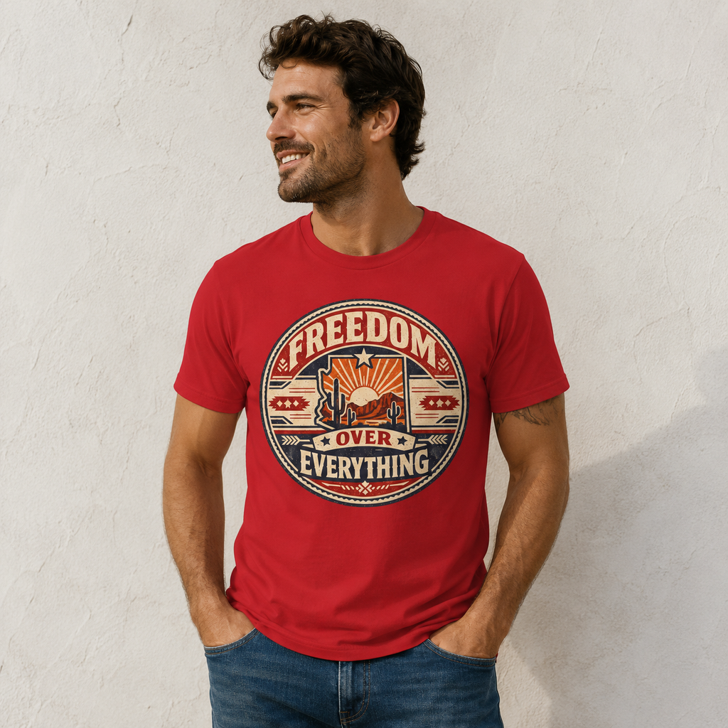 Vintage Arizona Freedom over Everything Unisex Softstyle T-Shirt Red 2026