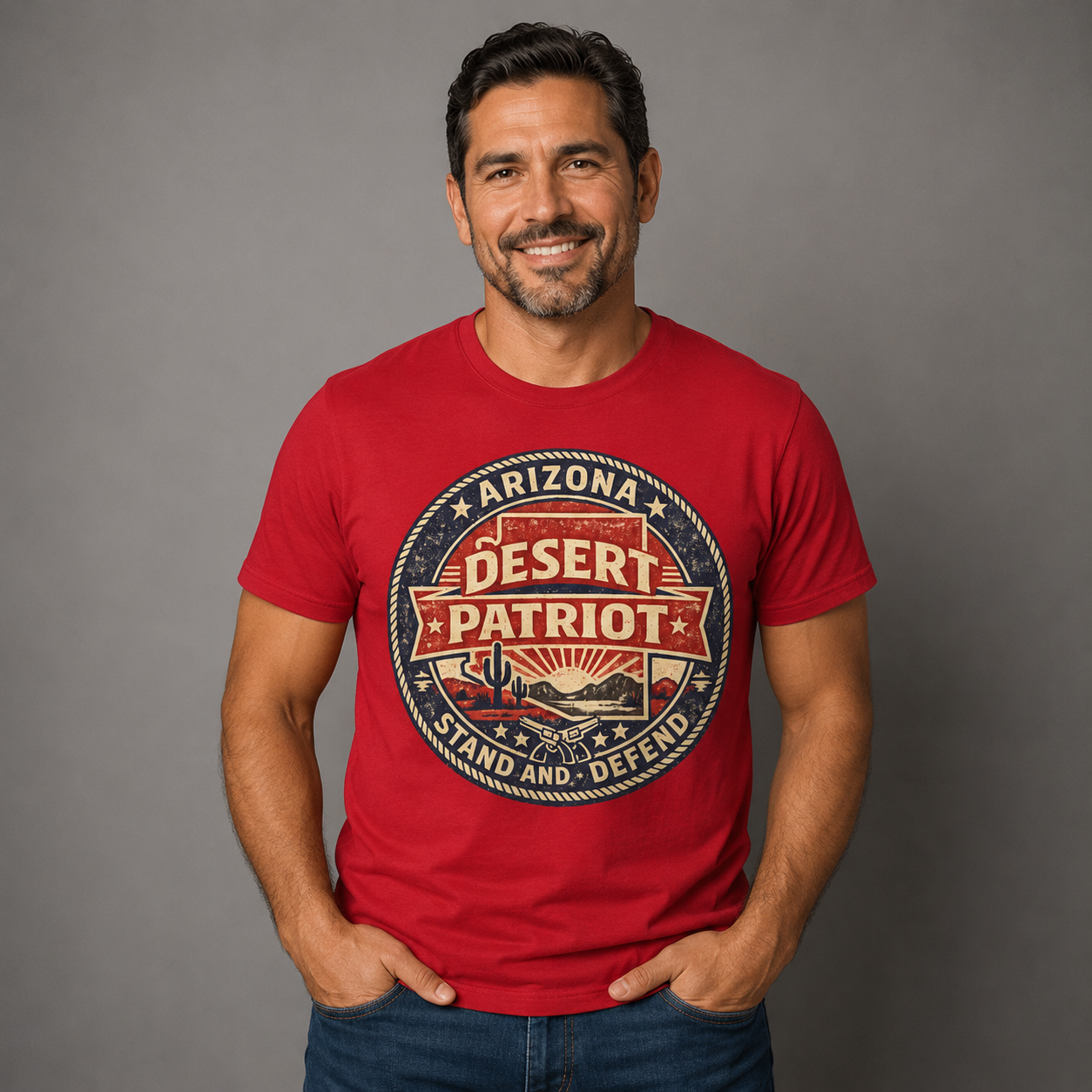 Vintage Arizona Desert Patriot Unisex Softstyle T-Shirt Red 2026