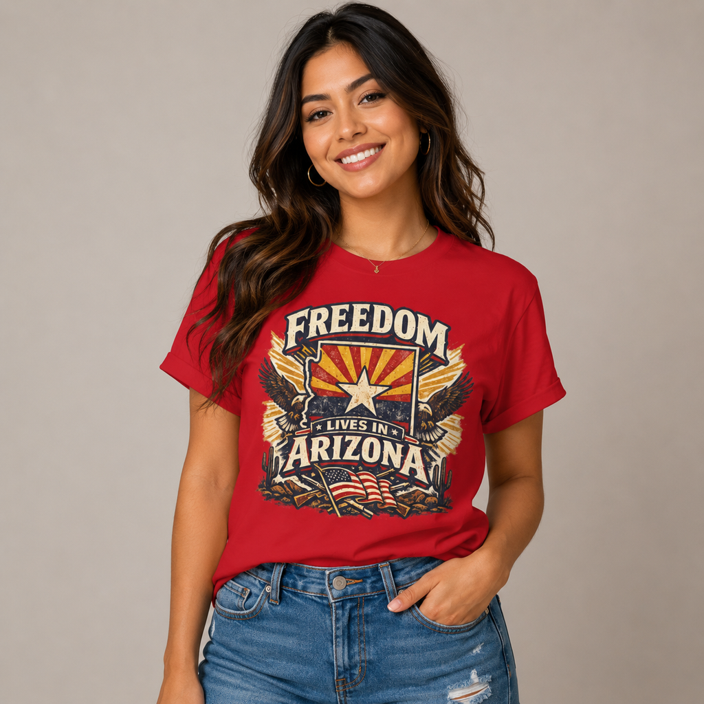 Freedom Lives in Arizona Unisex Softstyle T-Shirt Red 2026
