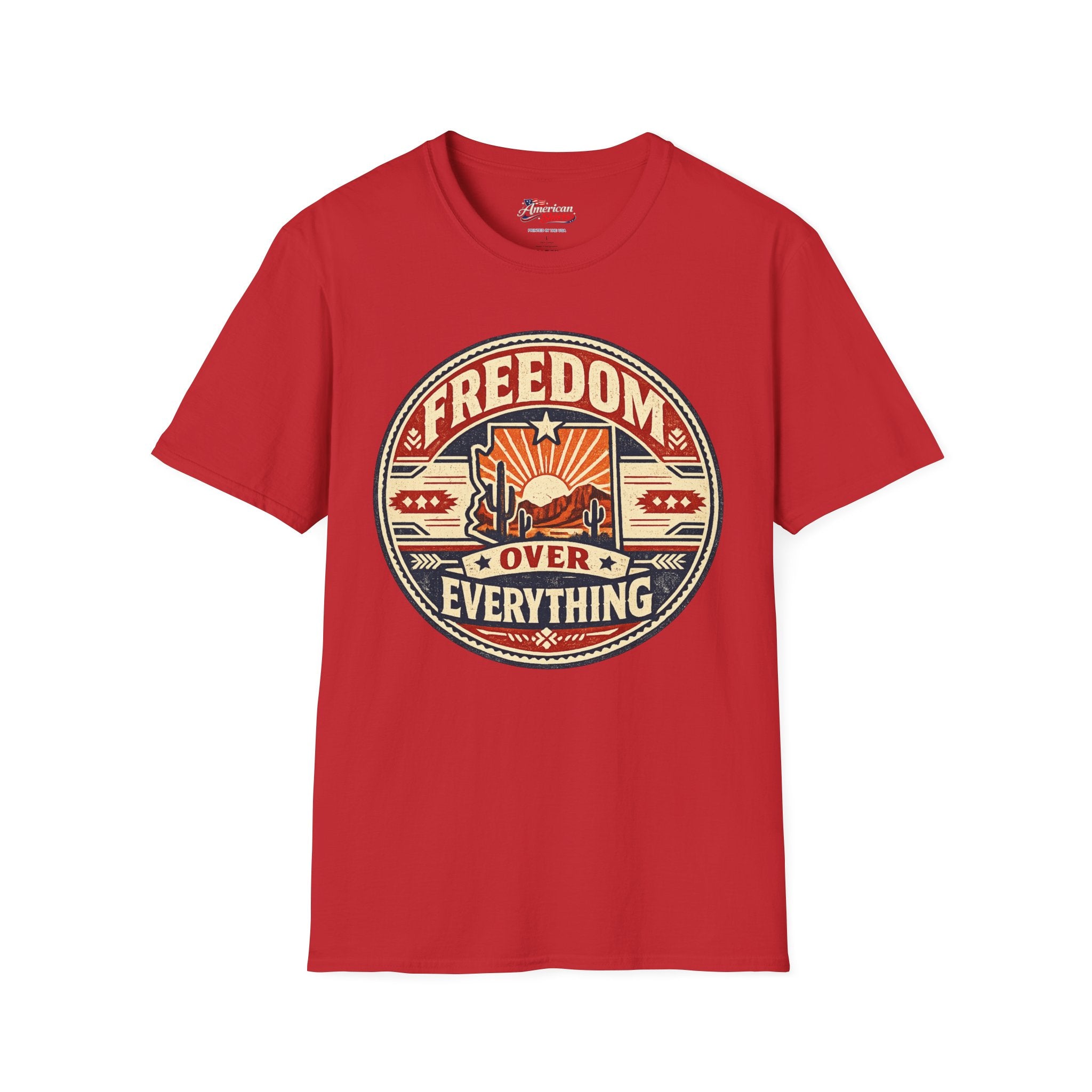Vintage Arizona Freedom over Everything Unisex Softstyle T-Shirt Red 2026