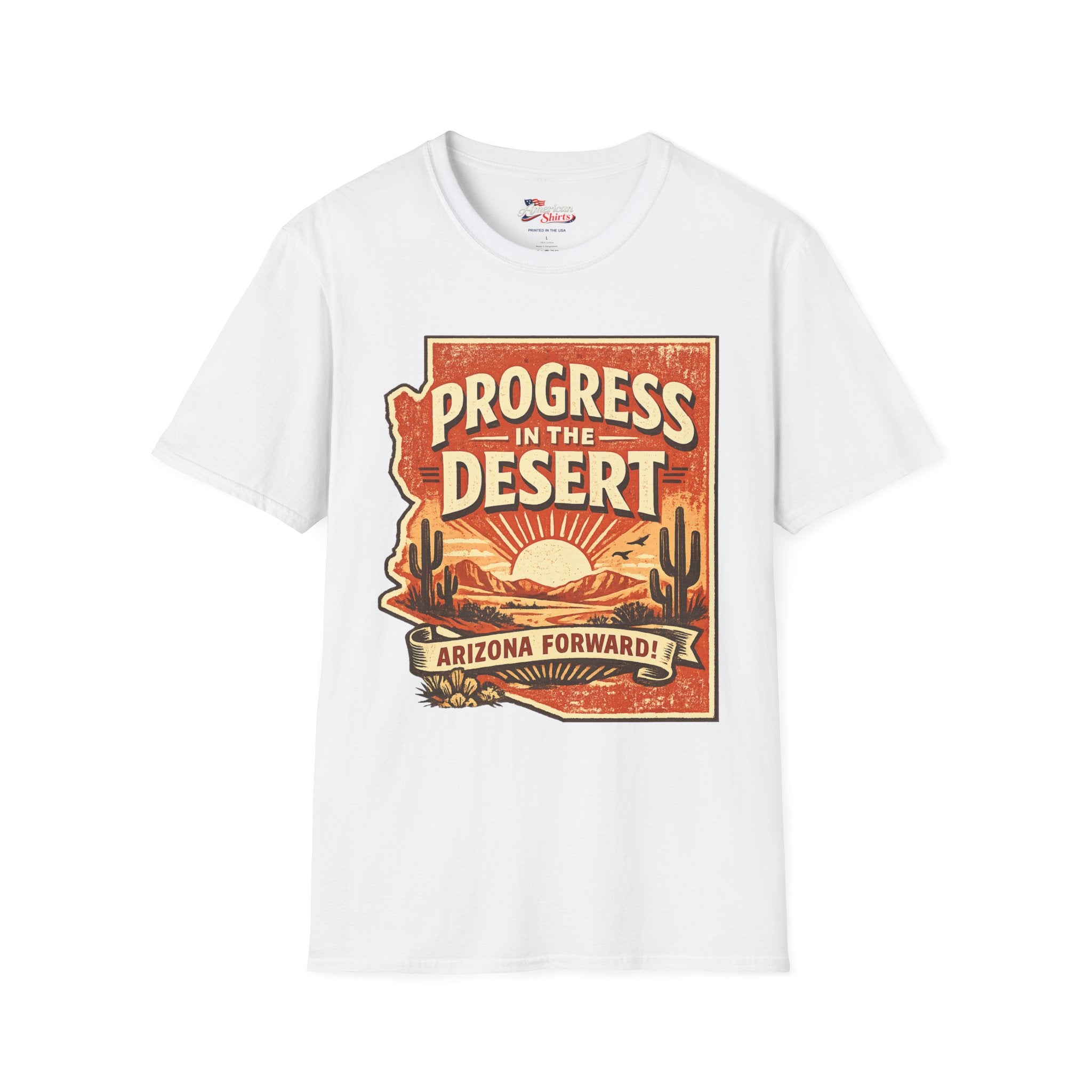 Progress in the Desert Arizona Forward Unisex Softstyle T-Shirt Blue 2026