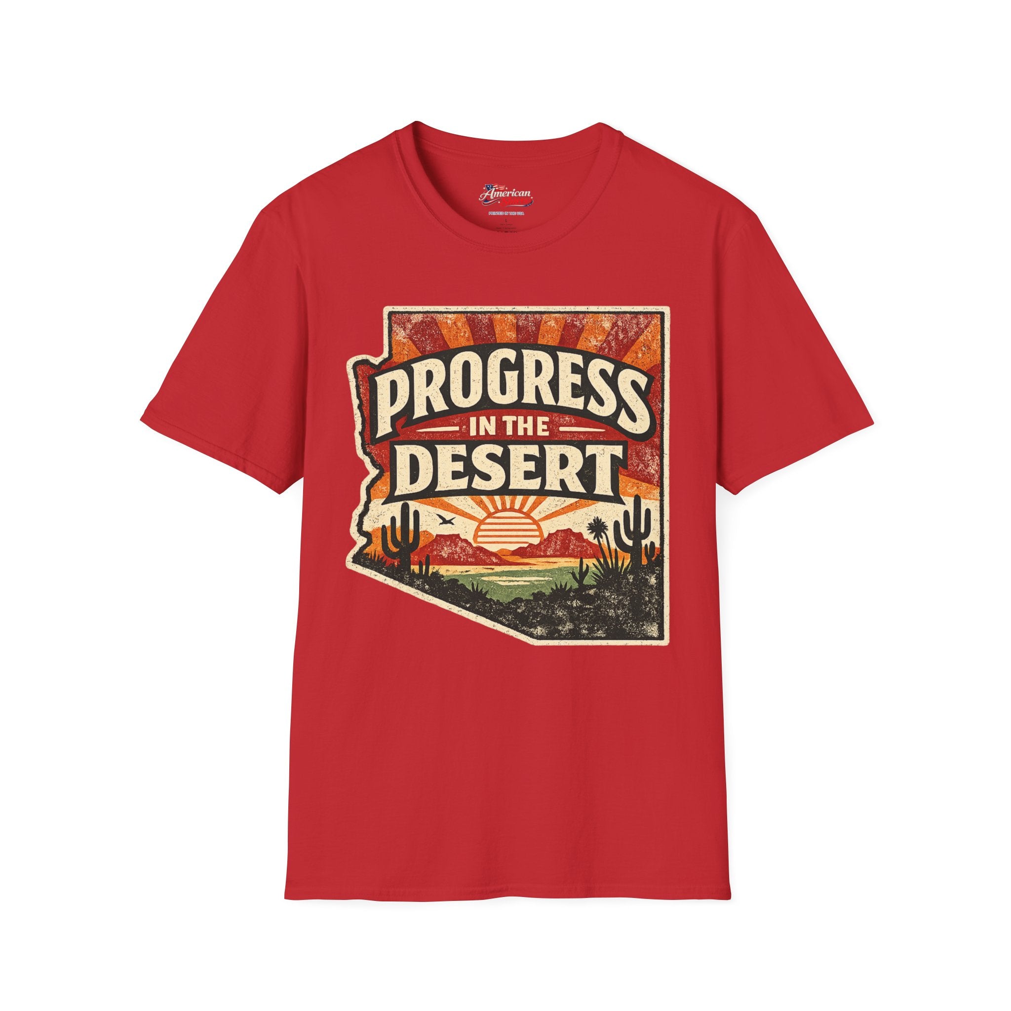 Vintage Arizona Progress in the desert Unisex Softstyle T-Shirt Red 2026