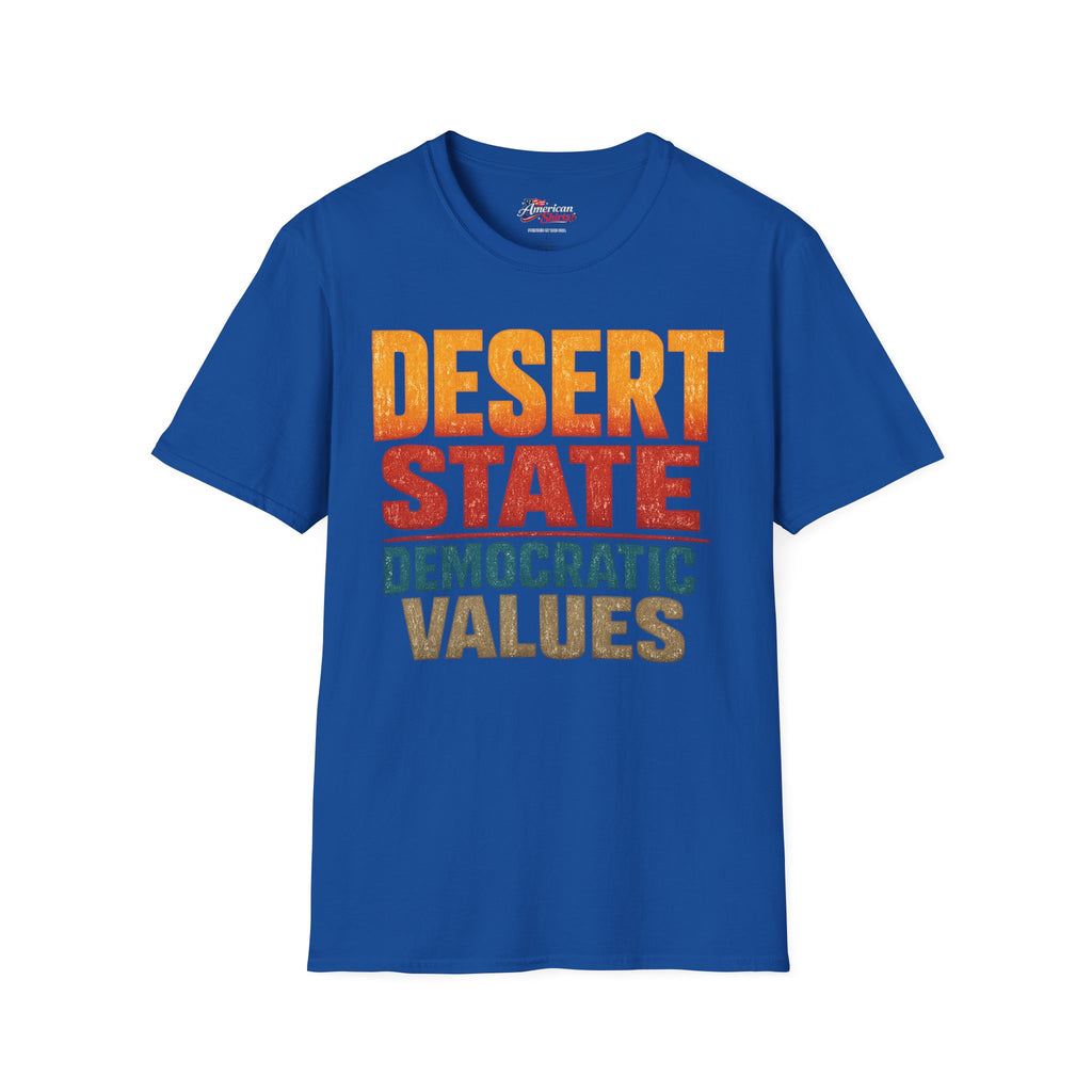 Arizona Desert State Democratic Values Unisex Softstyle T-Shirt Blue 2026