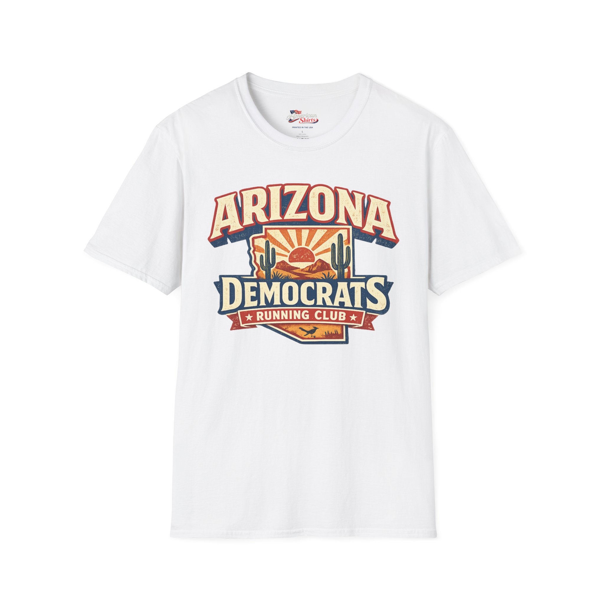 Vintage Arizona Democrats Running Club Unisex Softstyle T-Shirt Blue 2026
