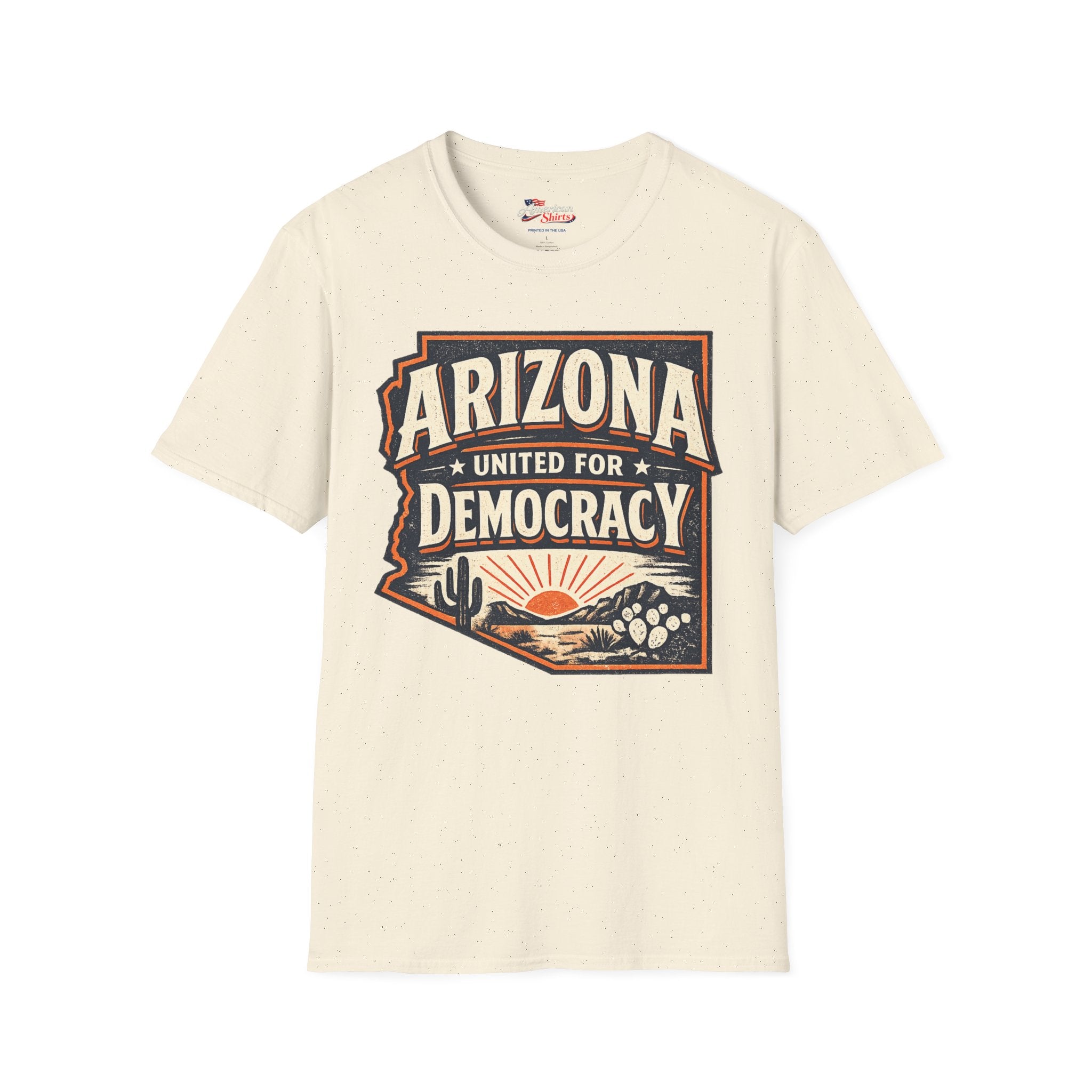 Vintage Arizona United for Democracy Unisex Softstyle T-Shirt Blue 2026