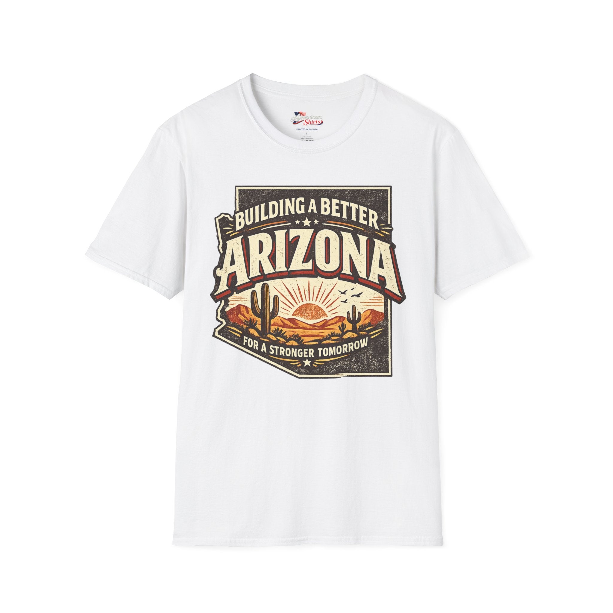 Vintage Building a better Arizona Unisex Softstyle T-Shirt Red 2026