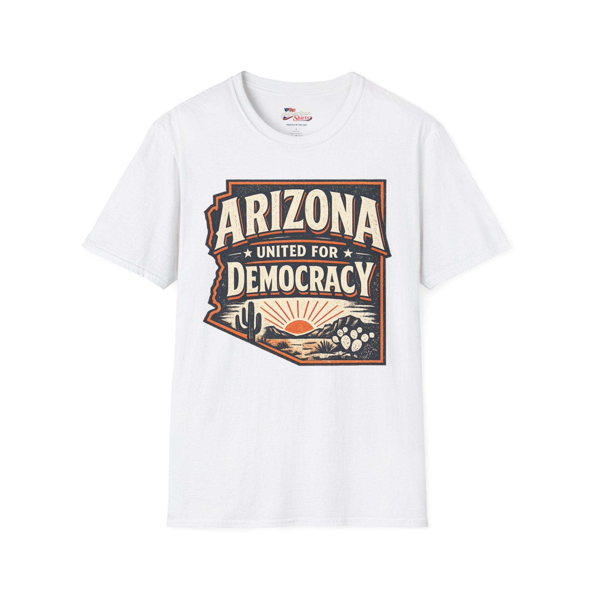 Vintage Arizona United for Democracy Unisex Softstyle T-Shirt Blue 2026