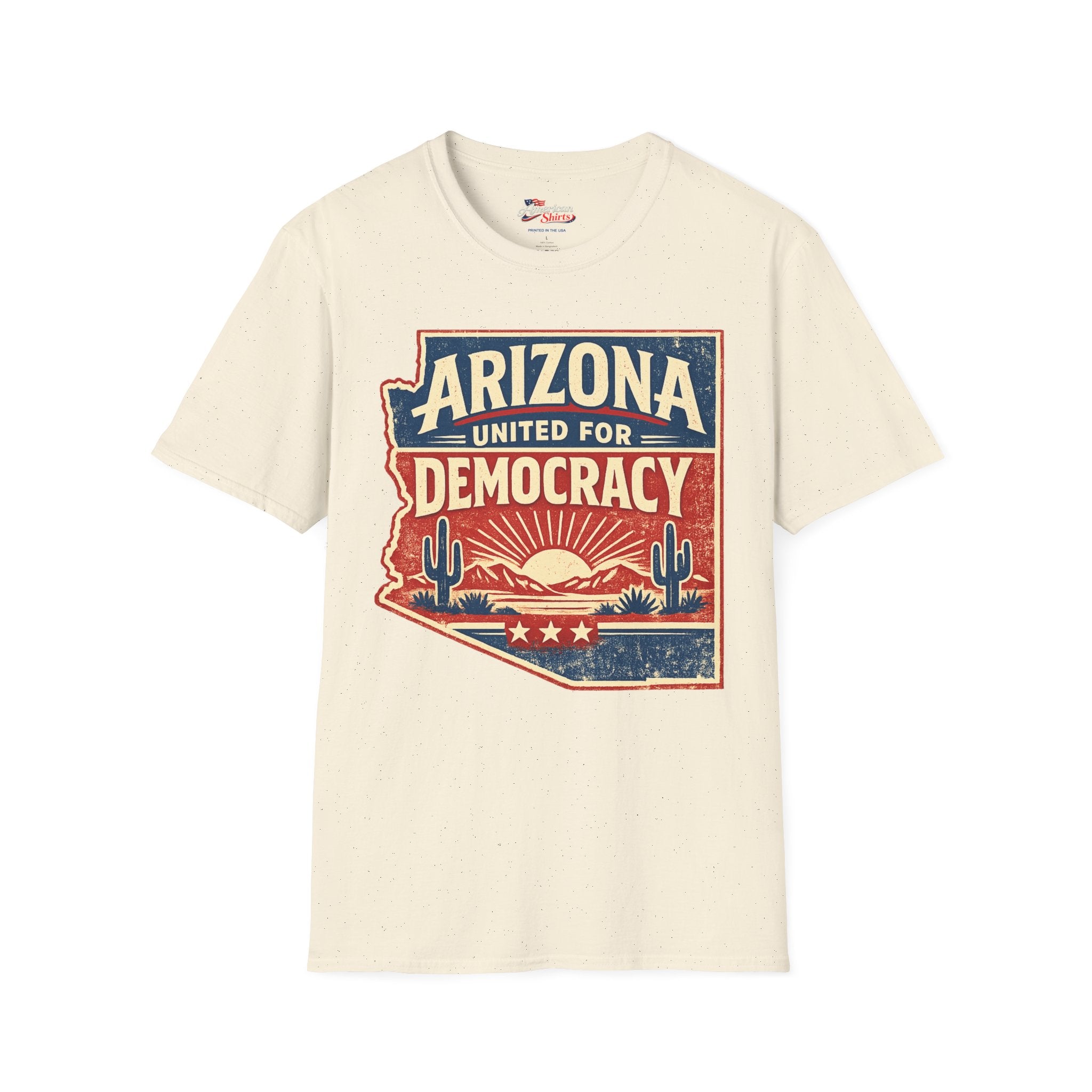 Arizona United For Democracy Unisex Softstyle T-Shirt Blue 2026