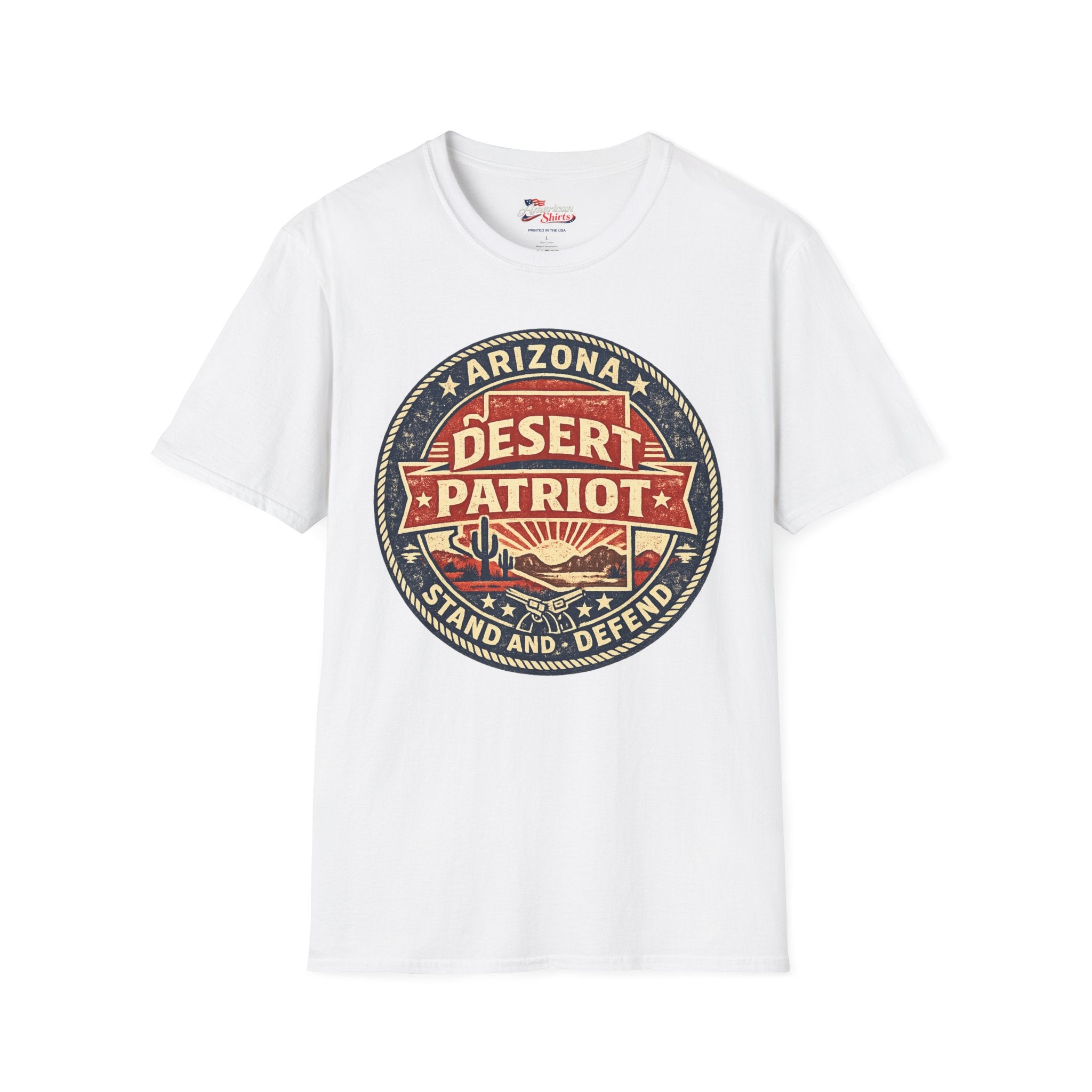 Vintage Arizona Desert Patriot Unisex Softstyle T-Shirt Red 2026