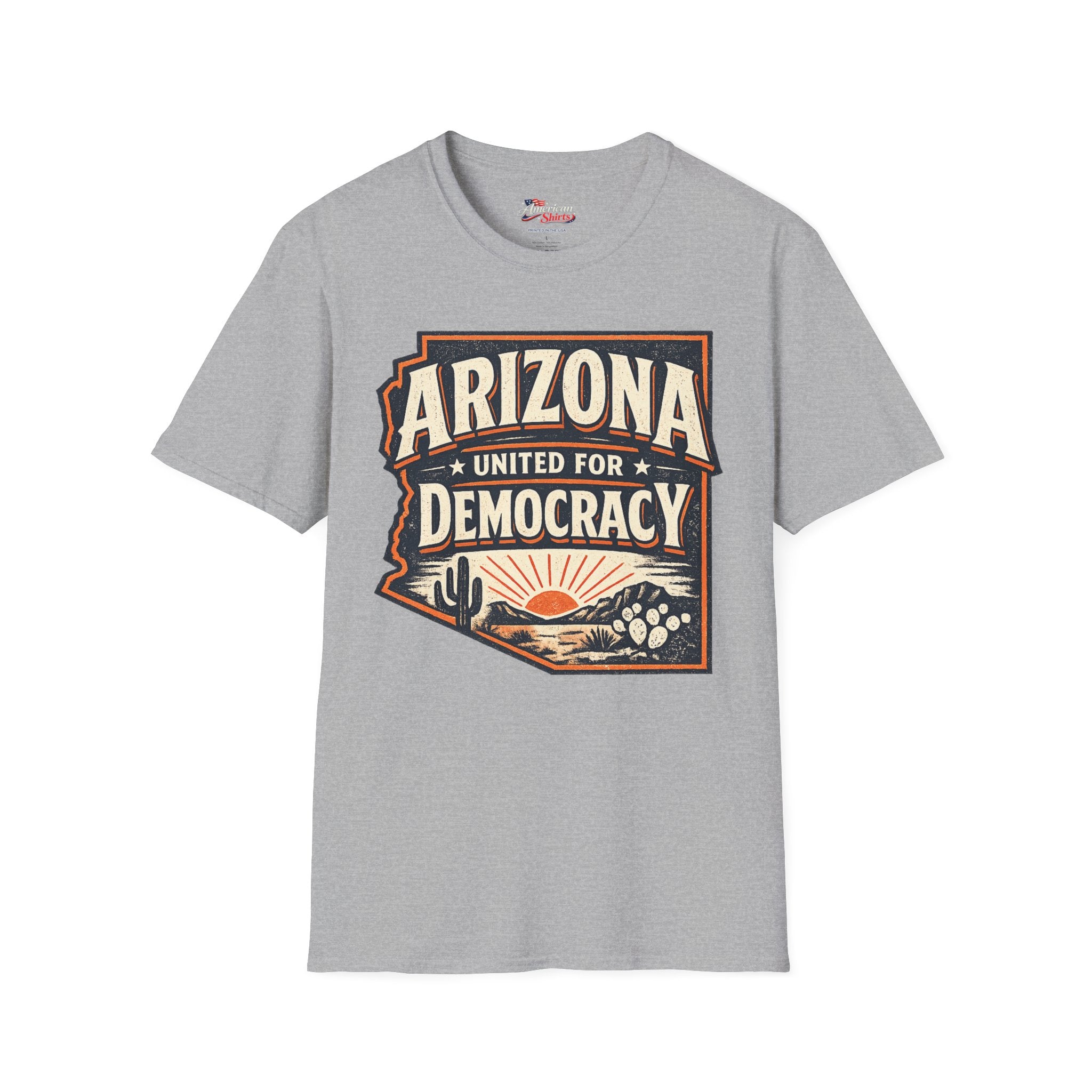 Vintage Arizona United for Democracy Unisex Softstyle T-Shirt Blue 2026